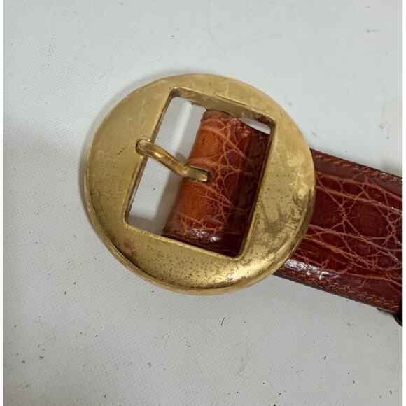 MCM Crocodile Leather Belt w/Gold Buckle size L main image 7